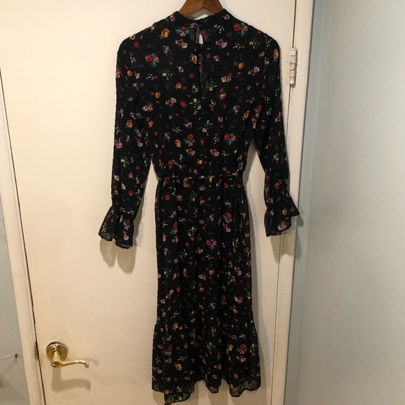 Banana Republic ClipDot Black Floral Chiffon Dress - Picture 5 of 6